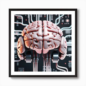 Artificial Intelligence Brain On Circuit Board Art Print