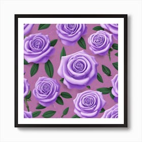 Purple Roses On A Pink Background 3 Art Print