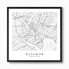 Bangkok Thailand Street Map Minimal Square Art Print