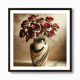 Roses In A Marble Vase Art Print