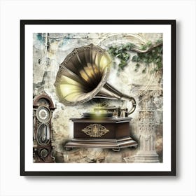 Gramophone Surreal Illustration Art 01 Art Print