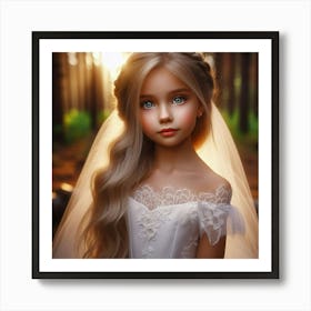 Little Girl In A Wedding Dress Art Print