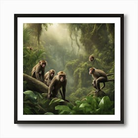 Monkeys In The Jungle 2 Art Print