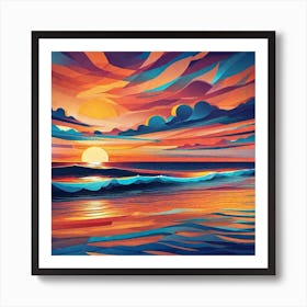 Sunset At The Beach 108 Art Print