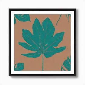 Single Tropical Leaf On A Solid Background pattern art, 120 Art Print