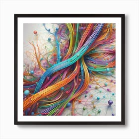 Colorful Network Of Wires Art Print