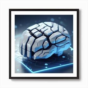 Brain On A Computer Screen Art Print