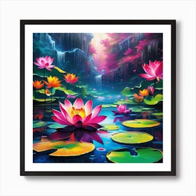 Lotus Lily Painting Art Print