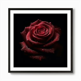 Red Rose On Black Background 1 Art Print