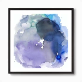 Watercolor Circle Blue Square Art Print