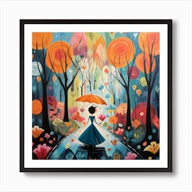 Girl In The Forest Art Print