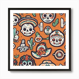 Mexican Logo Design Targeted To Tourism Business Sticker 2d Cute Fantasy Dreamy Vector Illustra (15) Art Print