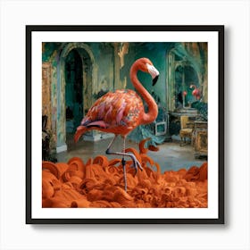 Flamingo Dreams A Surreal Tribute to Van Gogh's Golden Style 2 Art Print