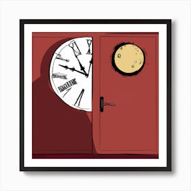 Clock In The Door Art Print