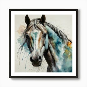 Blue Horse Art Print