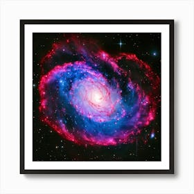 A Mesmerizing Spiral Galaxy Explosion Dappled In The Hues Of Pink And Red Celestial Bodies Transiti (1) Art Print