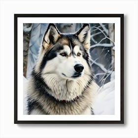 Husky Dog Design In The Snow Watercolor Trending On Artstation Sharp Focus Studio Photo Intrica (1) 1 Art Print