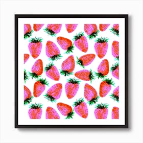 Lavender Red Strawberries Fruit Art Print