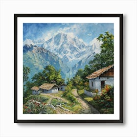 Nepal Mountain Village Art Print