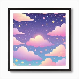 Sky With Twinkling Stars In Pastel Colors Square Composition 25 Art Print