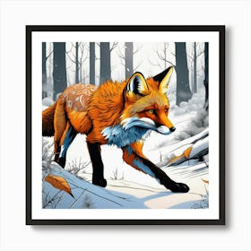 Fox In The Woods 39 Art Print