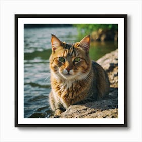 Cat By The River Art Print