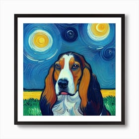 Basset Hound Starry Night 7 Art Print
