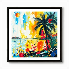 Palm Trees At Sunset 1 Art Print