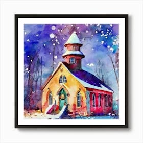 Church In The Snow Art Print