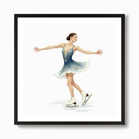 Graceful Watercolor Painting Of An Italian Figure Skater Performing On Ice Art Print