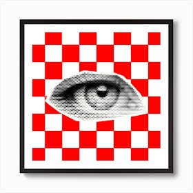 Checkerboard Eye Red Art Print