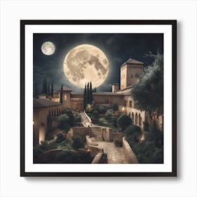 Full Moon In The City Art Print