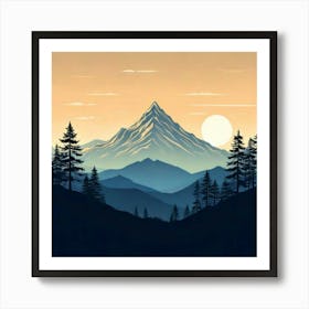 Firefly Serene Mountain Silhouette In A Vast Wilderness Landscape 37288 (2) Art Print