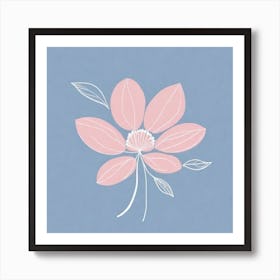 A White And Pink Flower In Minimalist Style Square Composition 161 Art Print