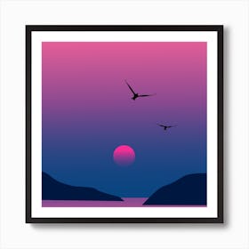 Pink Sunset Square Art Print