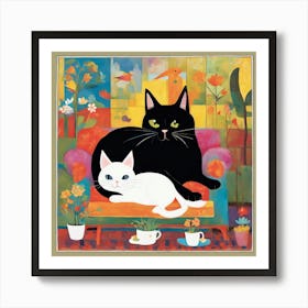 Black And White Cats 1 Art Print