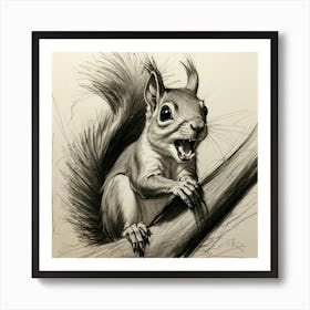 Squirrel Drawing 5 Art Print