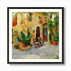 Courtyard In Greece Art Print