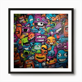 Cartoon Faces Graffiti Art for wall decor Poster