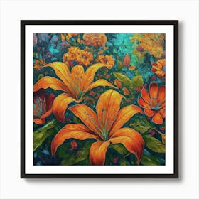 Orange Lilies Art Print