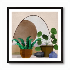 Potted Plants Bohemian boho Art Style Art Print