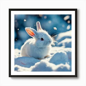 White Rabbit In The Snow 3 Art Print