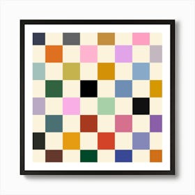 Multi Colour Squares Checkerboard 1 Art Print