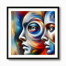 Abstract Of Two Faces Art Print