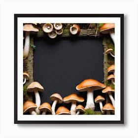 Mushroom Frame On Moss Art Print