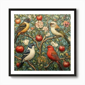 Birds In An Apple Tree Art 1 Art Print