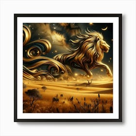 Lion In The Desert 4 Art Print