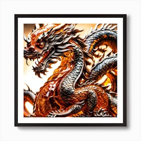 Orange Chinese Dragon Art Print