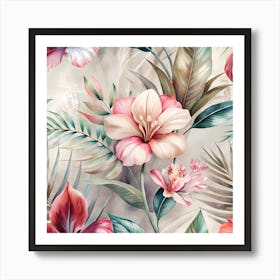 Seamless Tropical Floral Pattern 2 Art Print