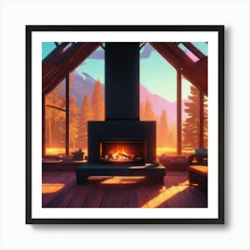 Fireplace In The Living Room Art Print